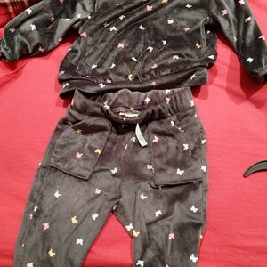 Cat & Jack Black Velour Outfit with Butterfly Details